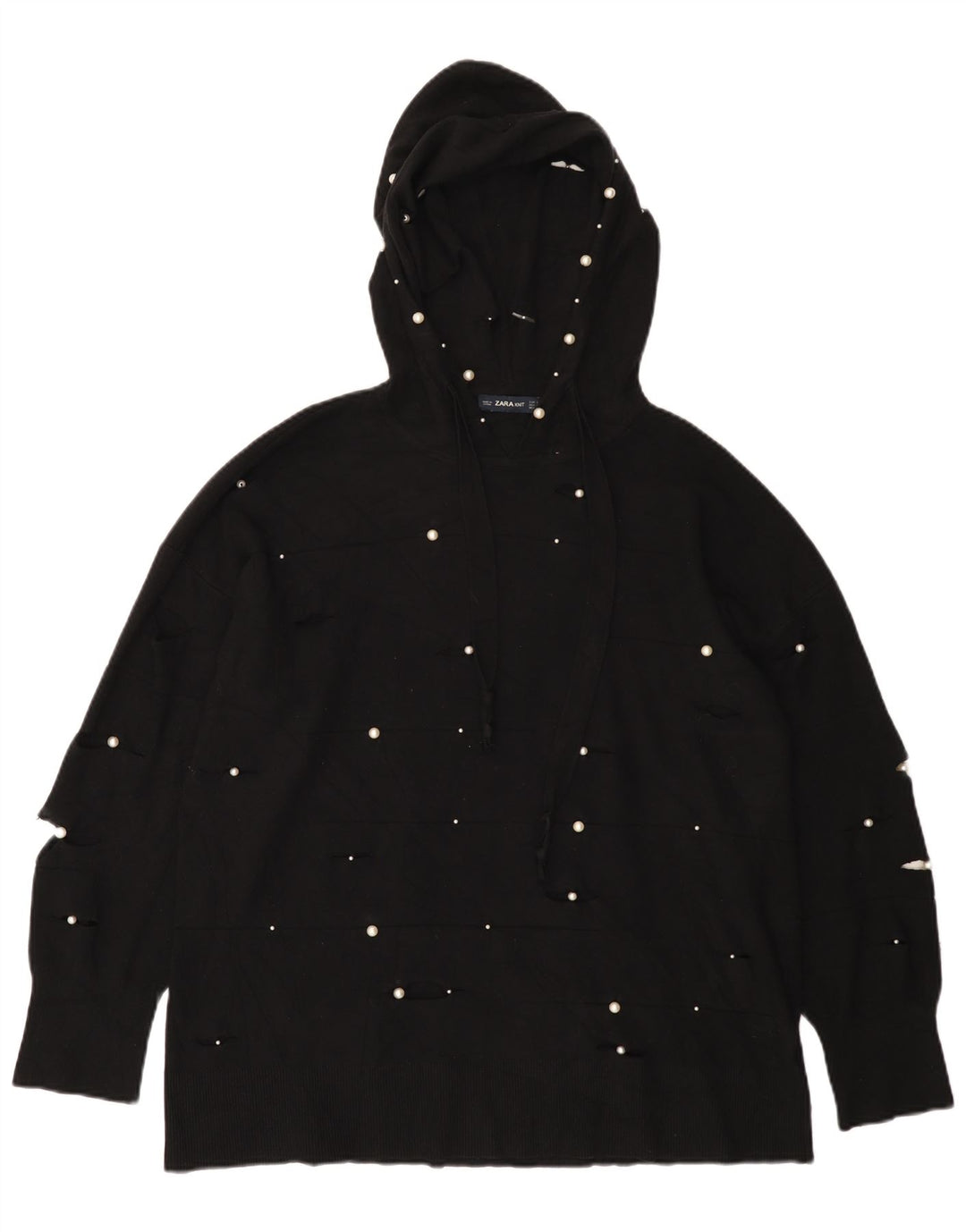 Suéter feminino Zara com capuz grande e grande Reino Unido 10 pequeno preto