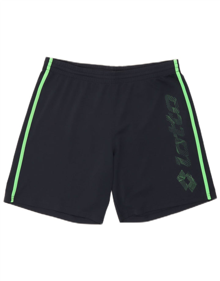 Shorts esportivos gráficos masculinos Lotto médio bloco colorido azul marinho