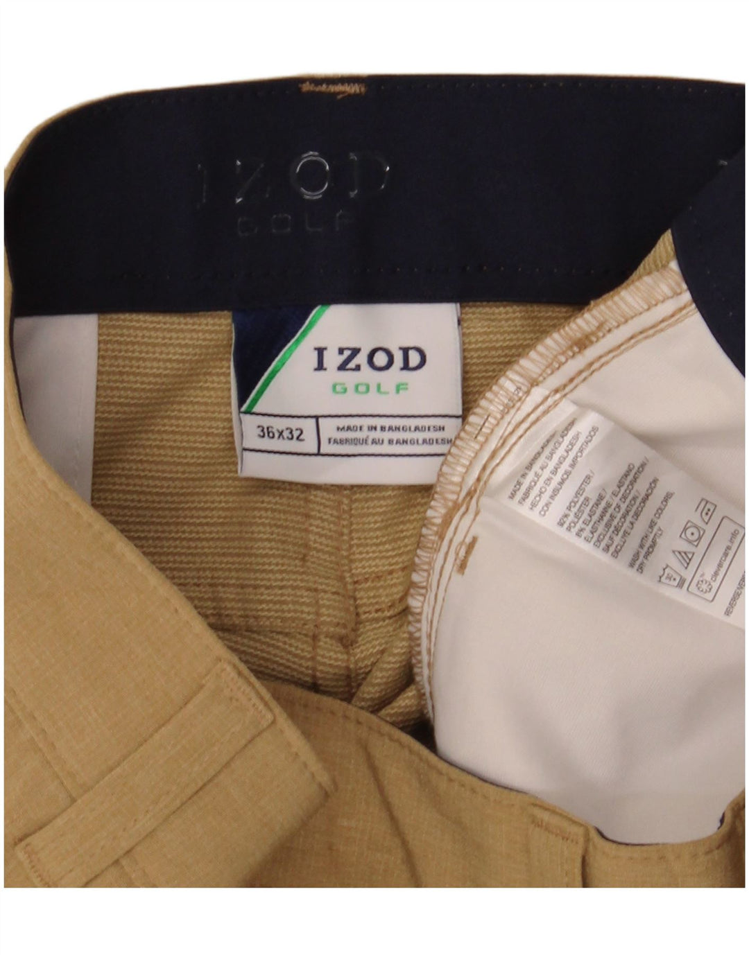 Calça casual reta masculina IZOD W36 L30 poliéster bege