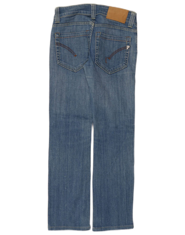 Dondup Calça jeans feminina cintura baixa reta W25 L28 algodão azul