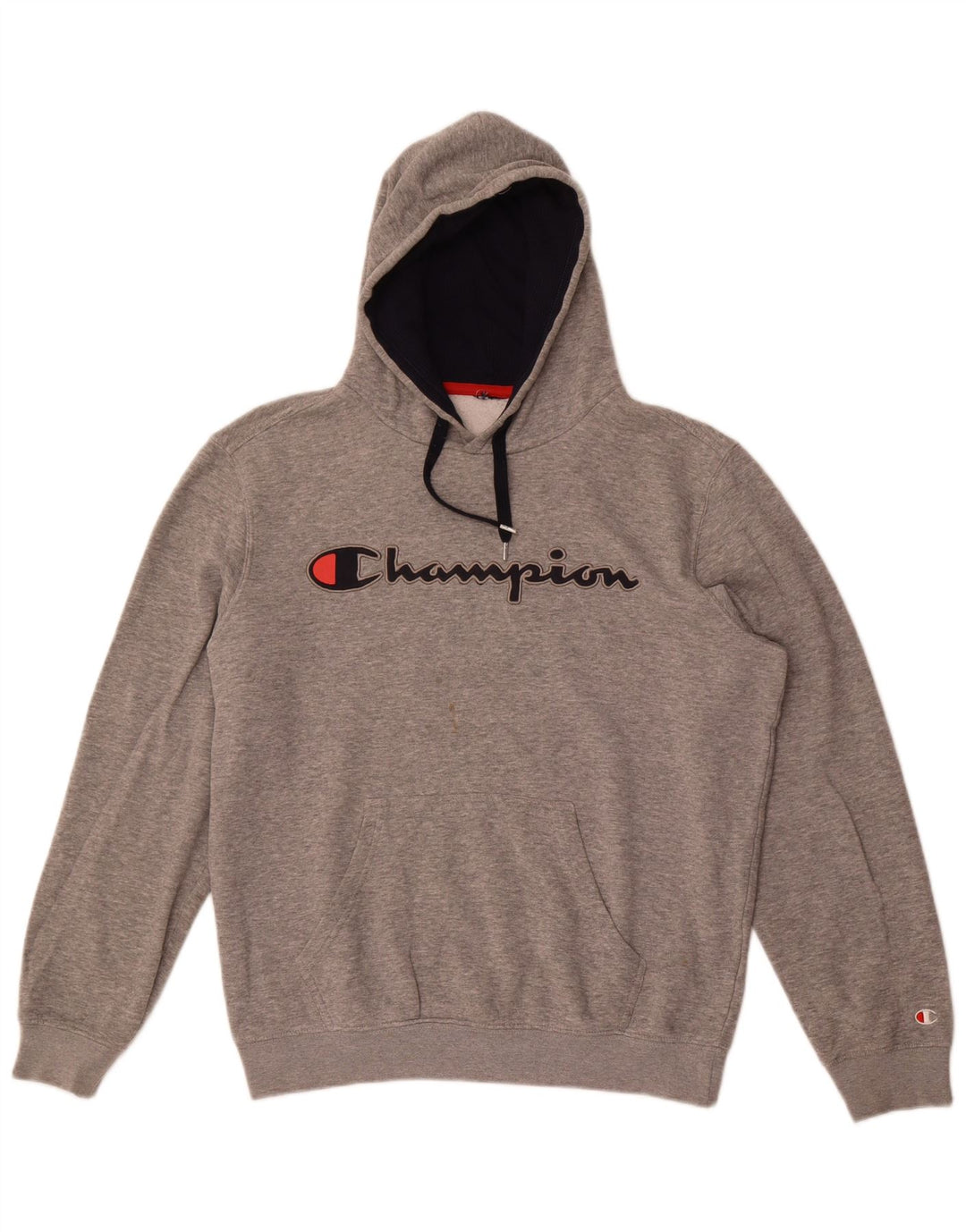 Jumper masculino com capuz gráfico Champion grande cinza manchado