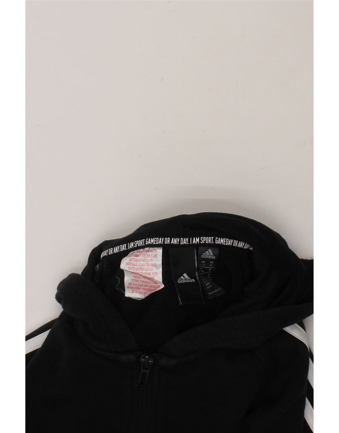 ADIDAS Boys Zip Hoodie Sweater 11-12 Years Black Cotton Vintage Adidas and Second-Hand Adidas from Messina Hembry 