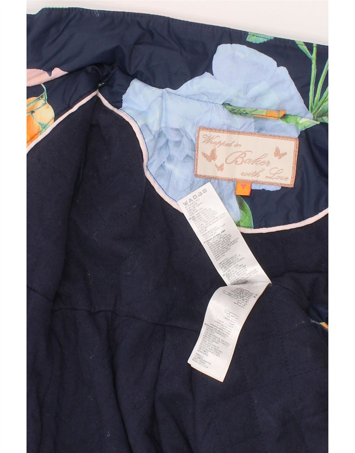 Capa de chuva Ted Baker para meninas 6-7 anos azul marinho floral poliéster