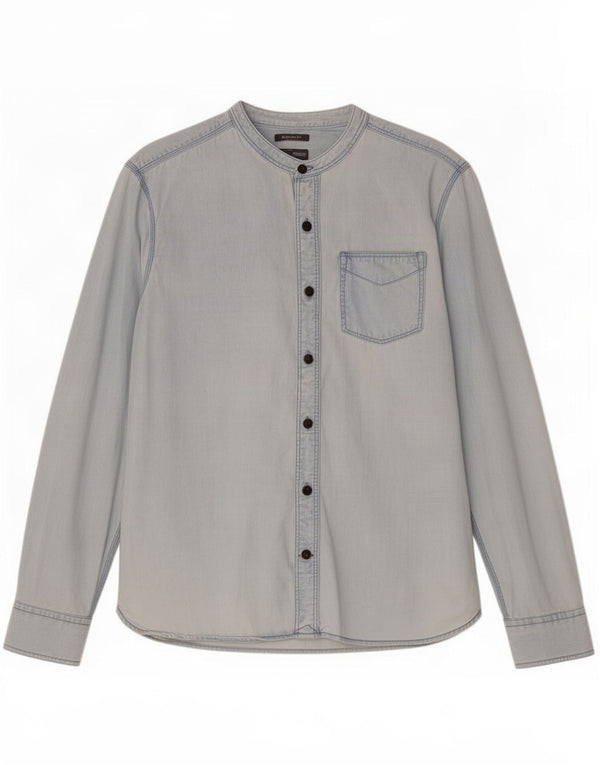 Fat Face Mens Classic Fit Denim Shirt Grande Algodão Azul