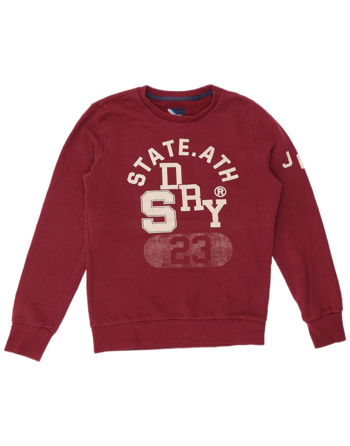SUPERDRY moletom gráfico masculino jumper médio algodão borgonha