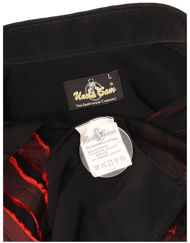 Camisa masculina Tio Sam grande poliéster listrado preto