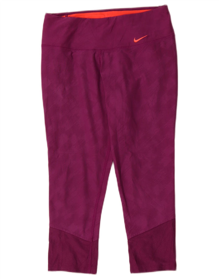 Nike Womens Capri Leggings UK 10 Pequeno Roxo Geométrico Poliéster