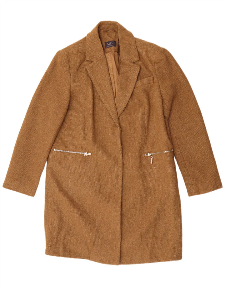 Sobretudo feminino Marks & Spencer UK 12 poliéster bege médio