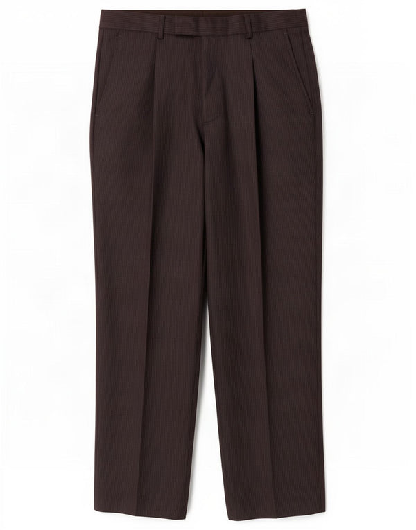 Calça masculina de terno reto Marks & Spencer W32 L29 risca de giz azul marinho