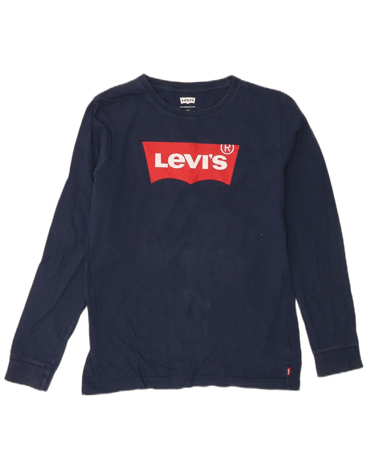 Top gráfico Levi's Boys manga comprida 15-16 anos azul marinho algodão