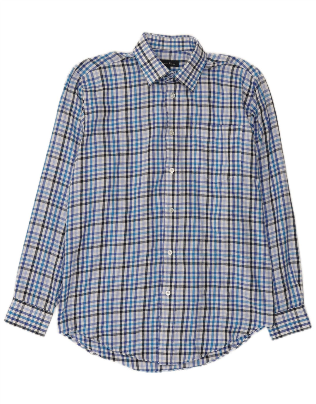 Camisa masculina de flanela James Pringle poliéster xadrez azul pequeno