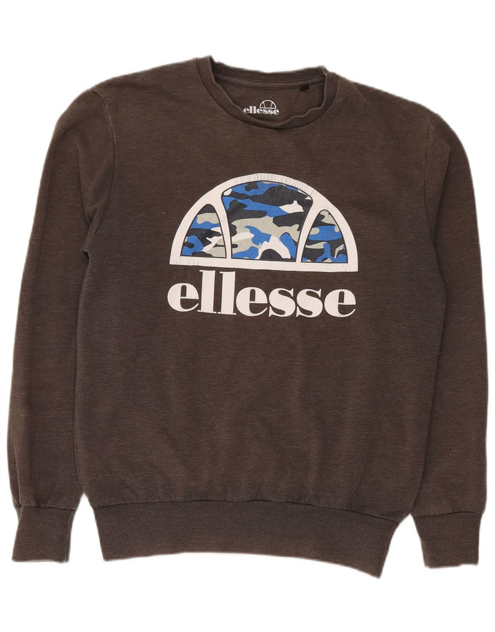 Ellesse moletom masculino gráfico jumper médio cinza algodão