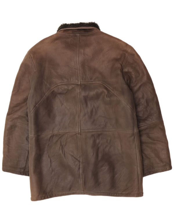 Jaqueta masculina vintage Shearling UK 40 grande marrom