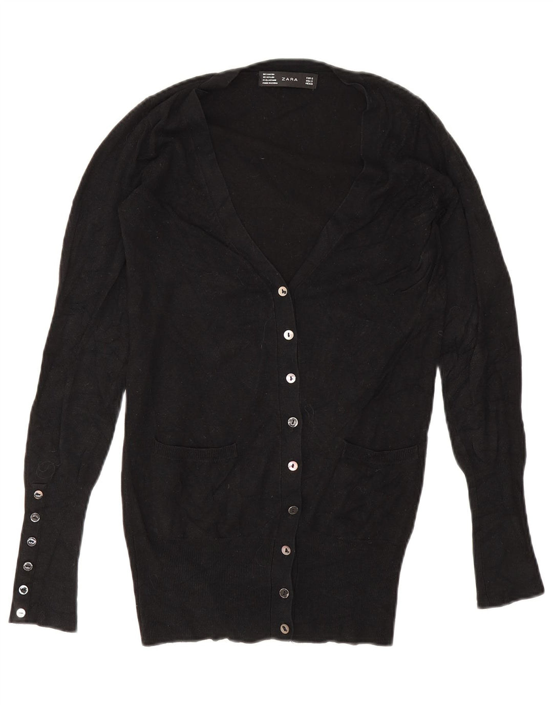 Suéter cardigã feminino Zara Reino Unido 10 pequeno rayon preto