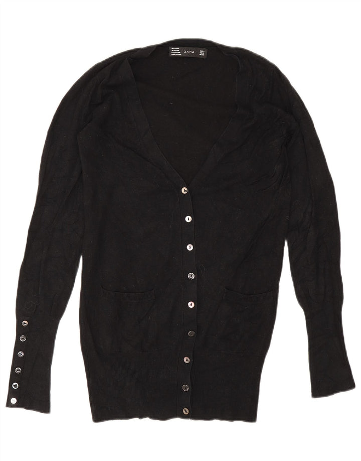 Suéter cardigã feminino Zara Reino Unido 10 pequeno rayon preto