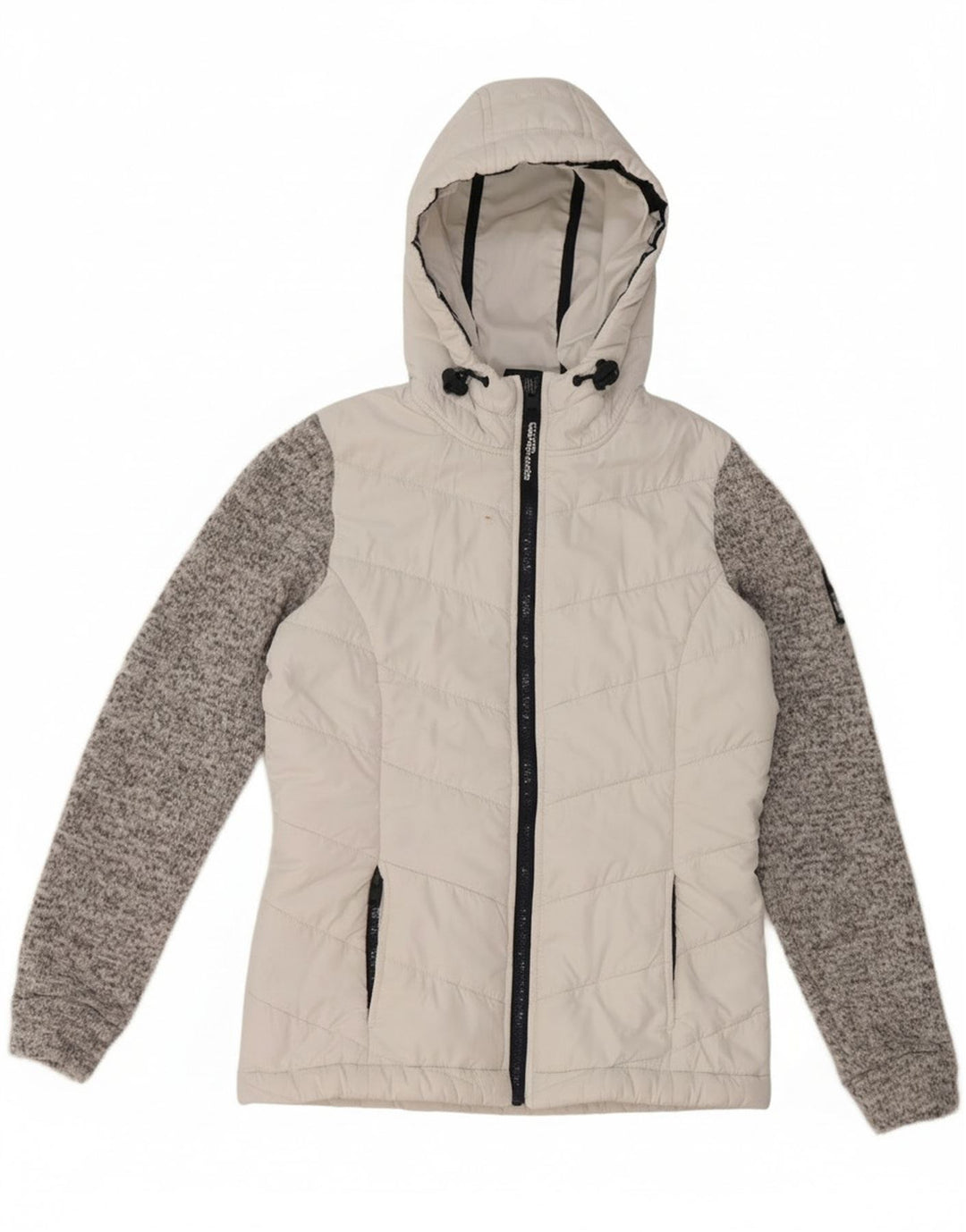 Jaqueta acolchoada com capuz feminina Superdry UK 8 Small White Colourblock