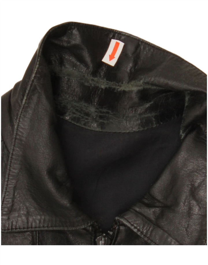 Jaqueta de couro vintage feminina IT 44 médio preto