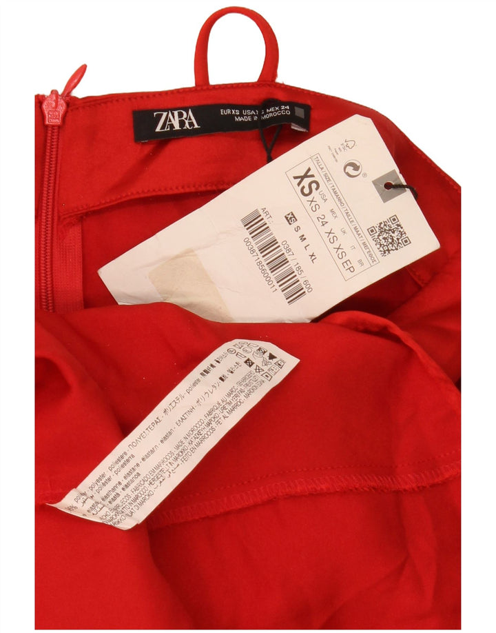 Mini vestido bainha sem mangas feminino Zara UK 6 XS poliéster vermelho