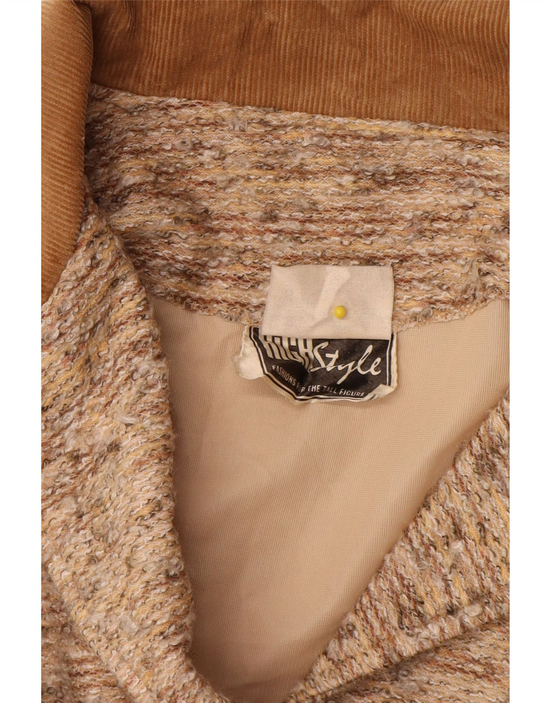 Jaqueta blazer feminina vintage com 4 botões Reino Unido 14 grande bege salpicado