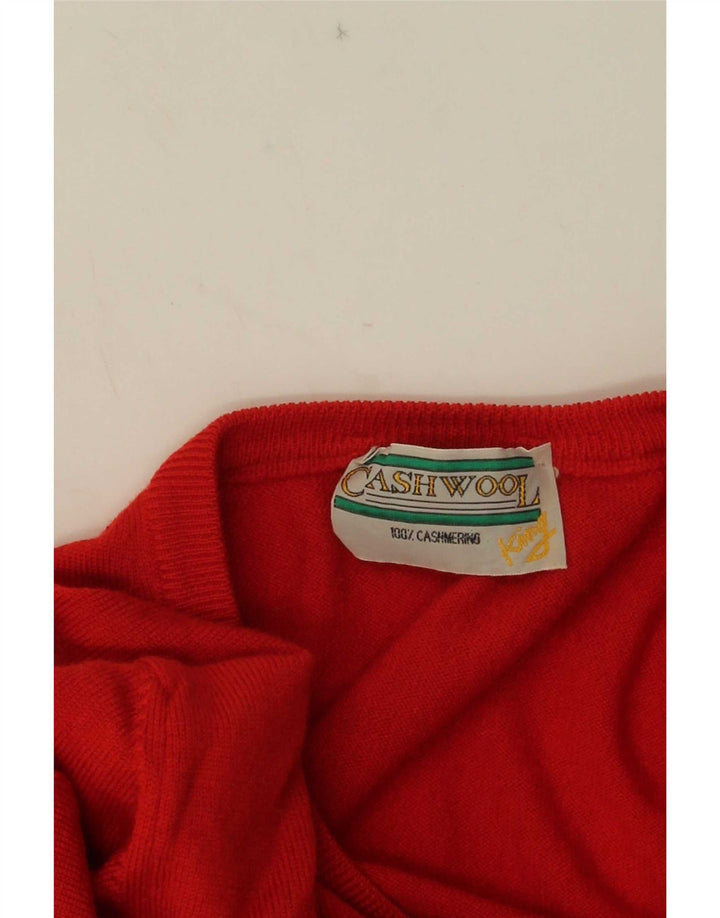 Suéter masculino vintage com decote em V IT 50 caxemira vermelha média