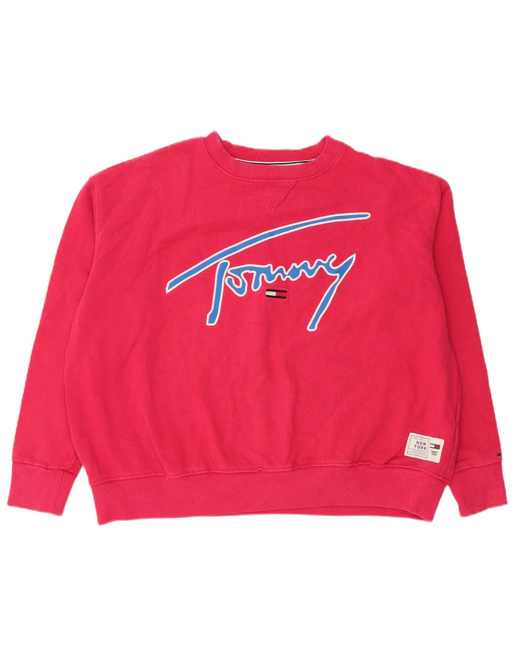 Tommy Hilfiger moletom feminino gráfico oversized jumper Reino Unido 14 médio rosa