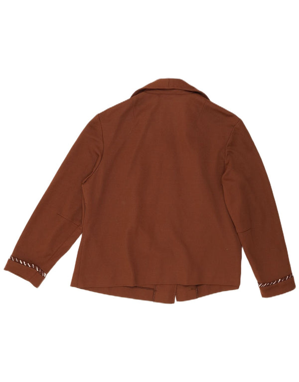 Blusa feminina vintage UK 16 grande listrada marrom