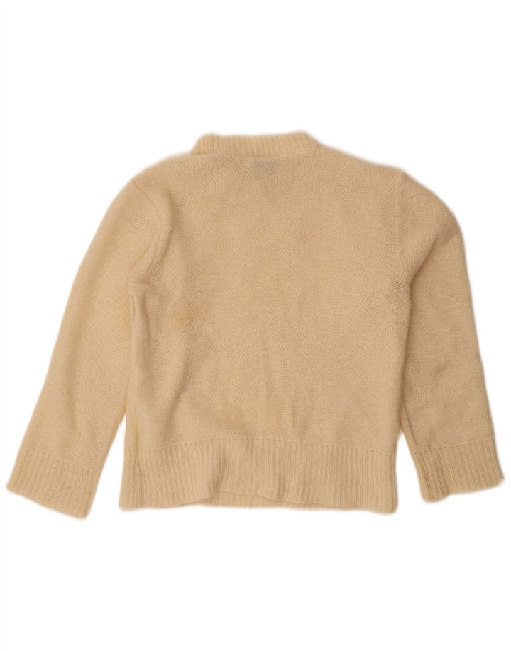 Suéter feminino vintage com gola tartaruga UK 14 médio off white