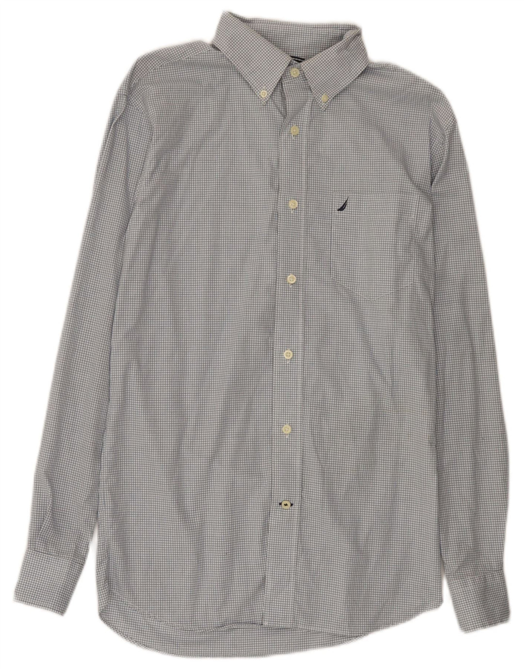 Camisa masculina Nautica de algodão guingão azul médio