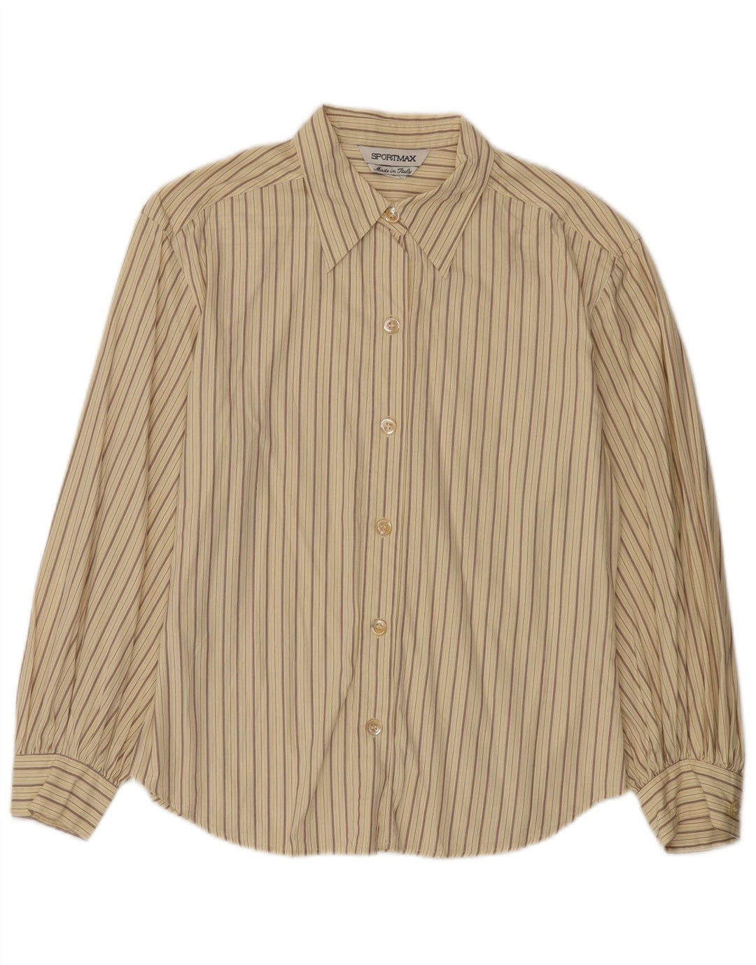 Camisa feminina Sportmax UK 12 listrada bege média