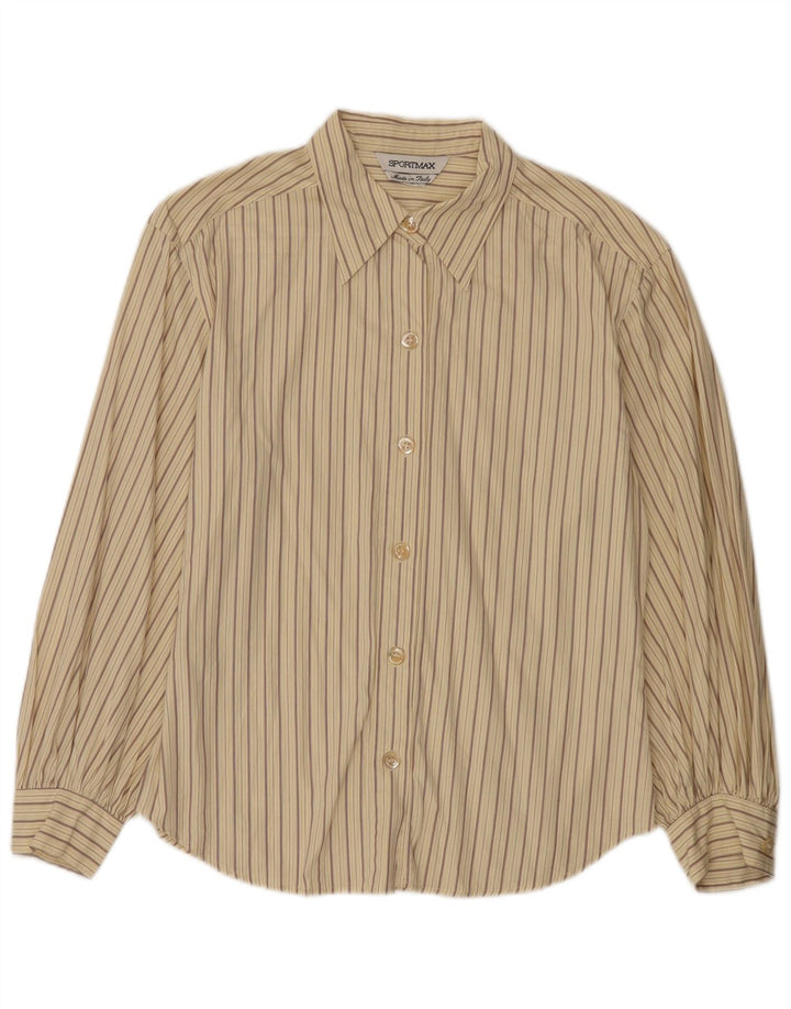 Camisa feminina Sportmax UK 12 listrada bege média