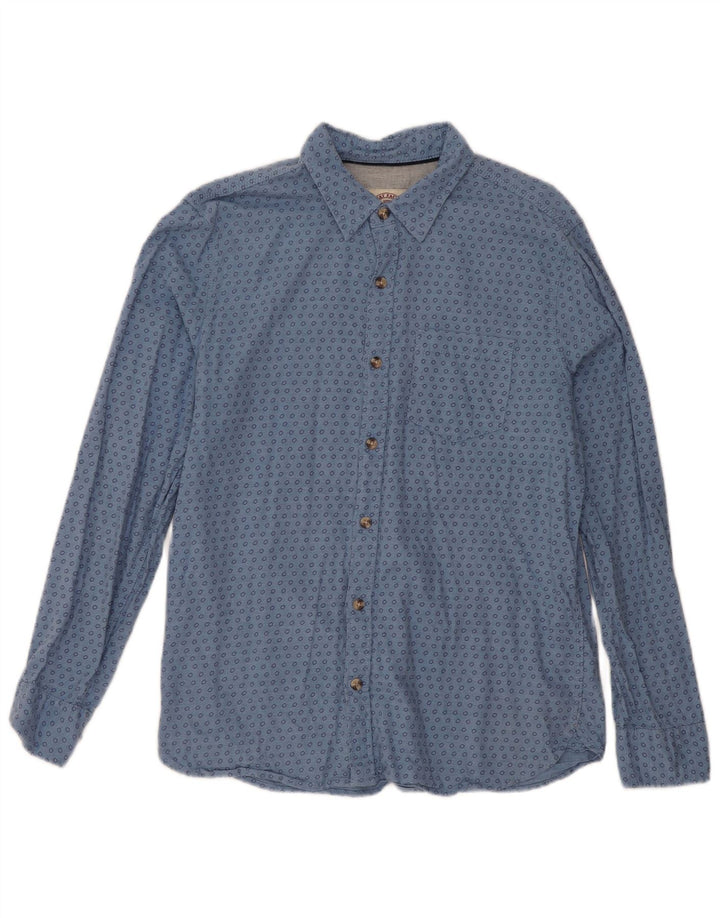 Camisa masculina com estampa abstrata Fat Face de algodão azul médio