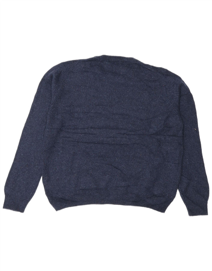 Suéter feminino Marks & Spencer com gola redonda Reino Unido 12 lã azul marinho médio