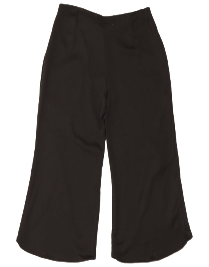 Calça feminina Zara com perna larga cortada pequena W28 L23 poliéster preto