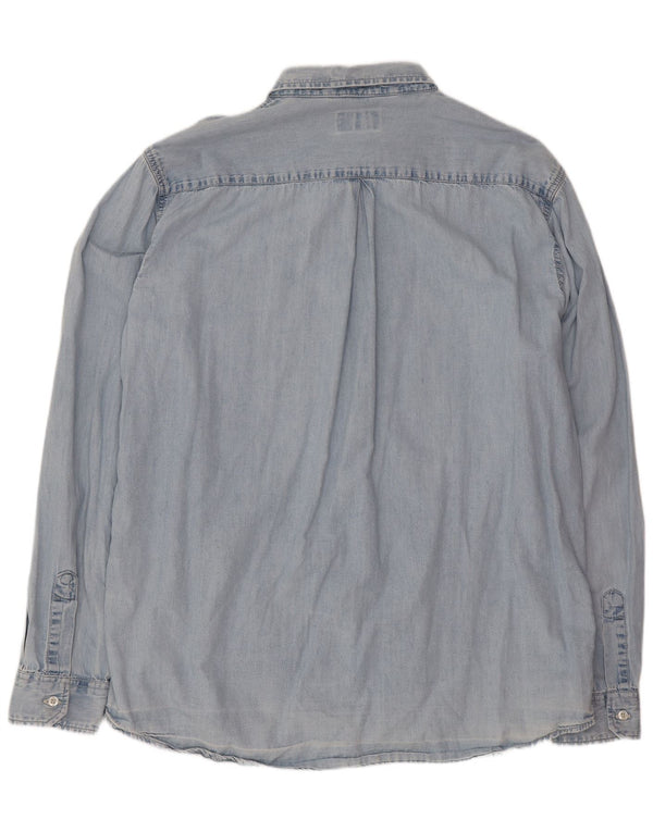 Camisa jeans masculina Carrera XL azul algodão