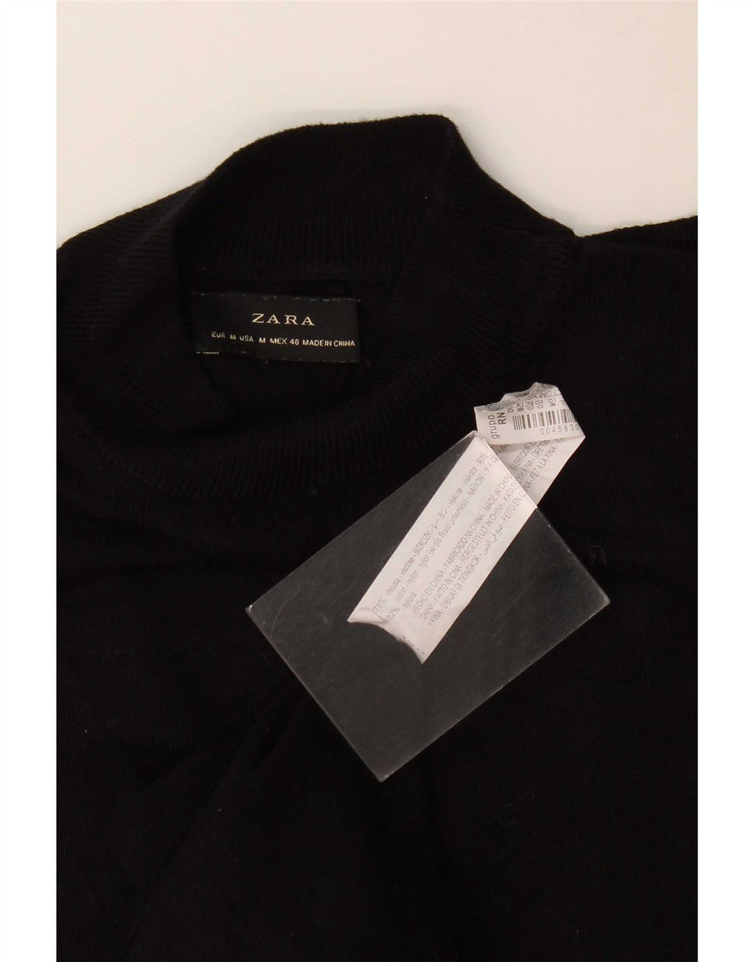 Zara Suéter masculino com gola tartaruga, viscose preta média
