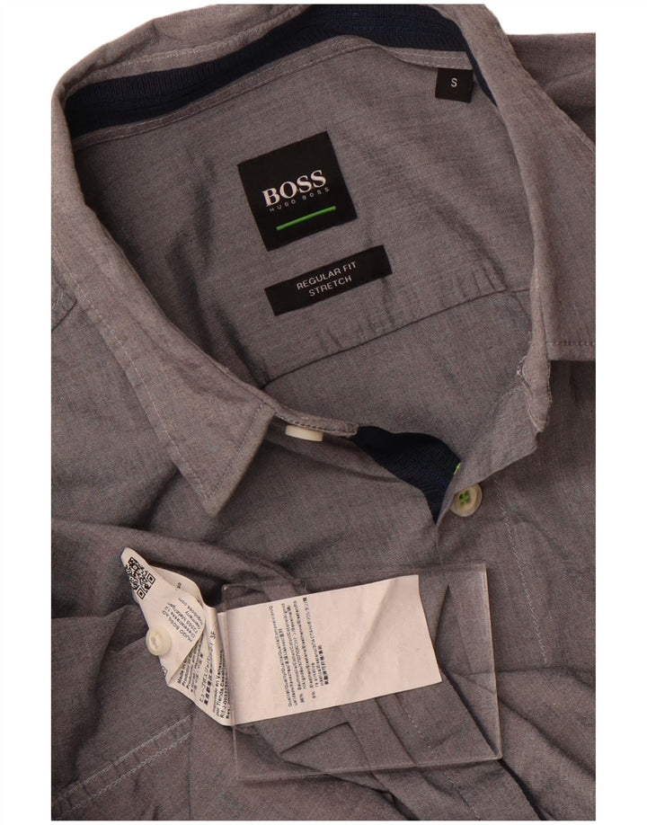 Camisa masculina Hugo Boss Regular Fit pequena algodão cinza