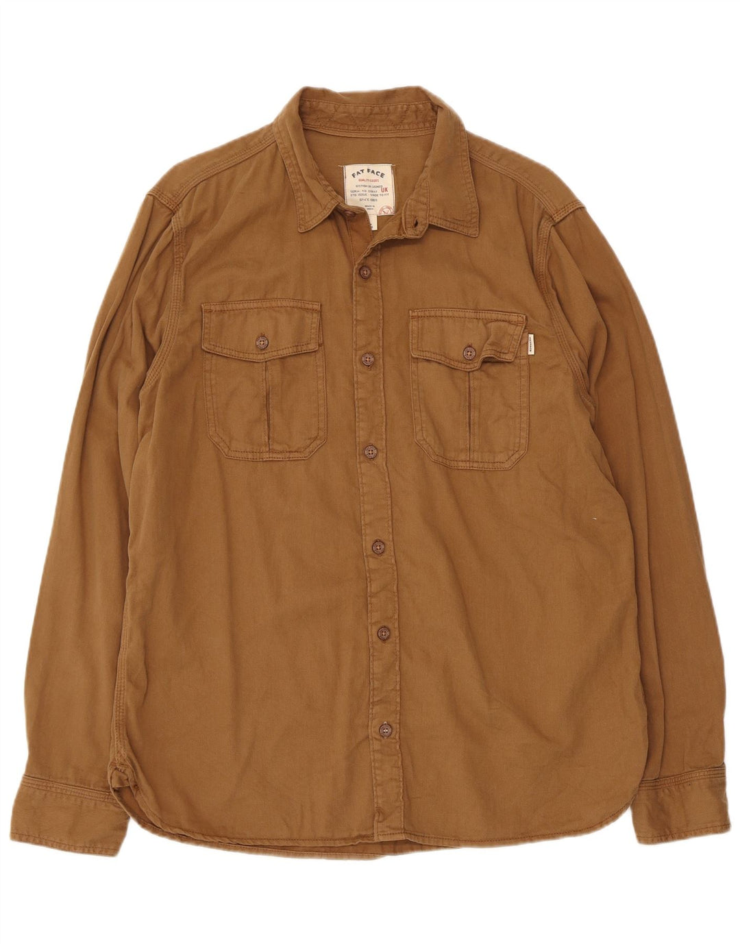 Camisa masculina de flanela FAT FACE grande algodão marrom