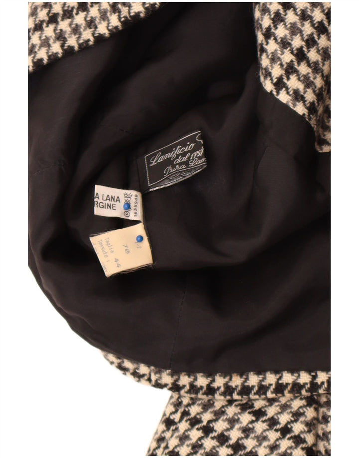 Jaqueta blazer feminina vintage com 2 botões IT 44 Houndstooth cinza médio