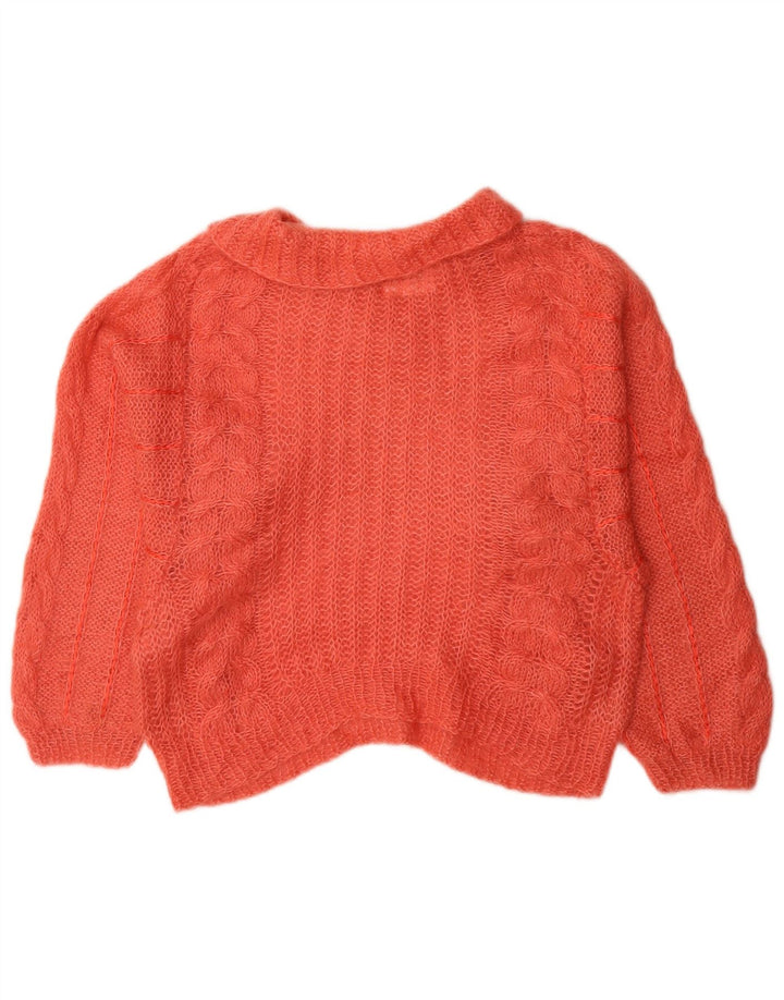 Suéter feminino vintage com gola tartaruga Reino Unido 12 laranja médio