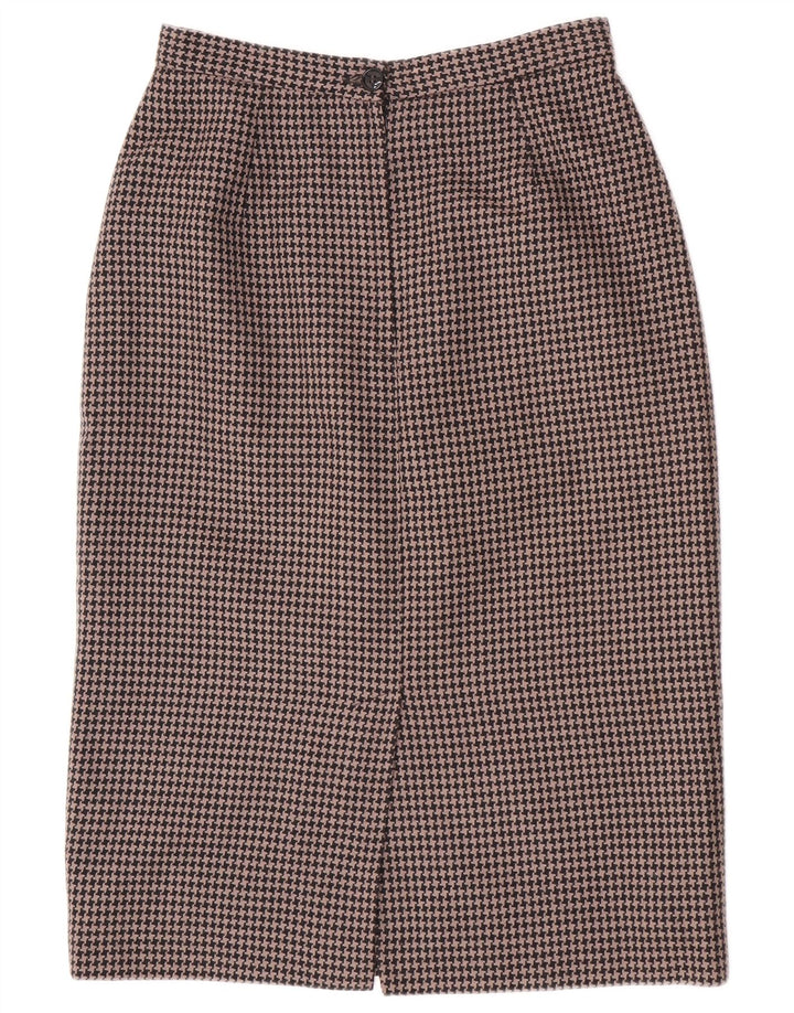 Conjunto de saia feminina vintage de 2 peças Reino Unido 14 médio W28 marrom houndstooth