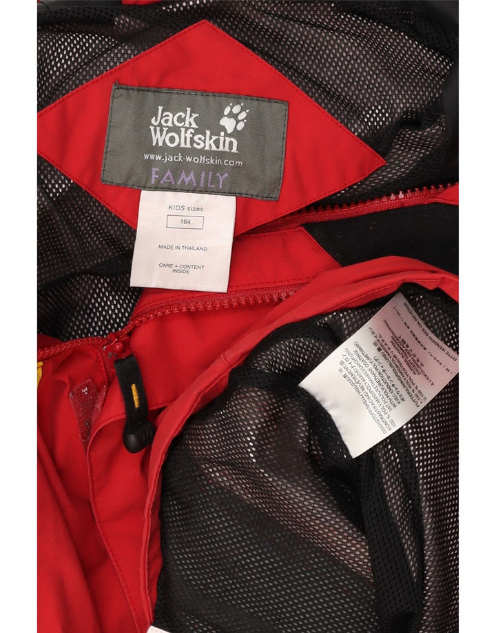 Jaqueta de chuva com capuz gráfico JACK WOLFSKIN para meninos 13-14 anos poliamida vermelha