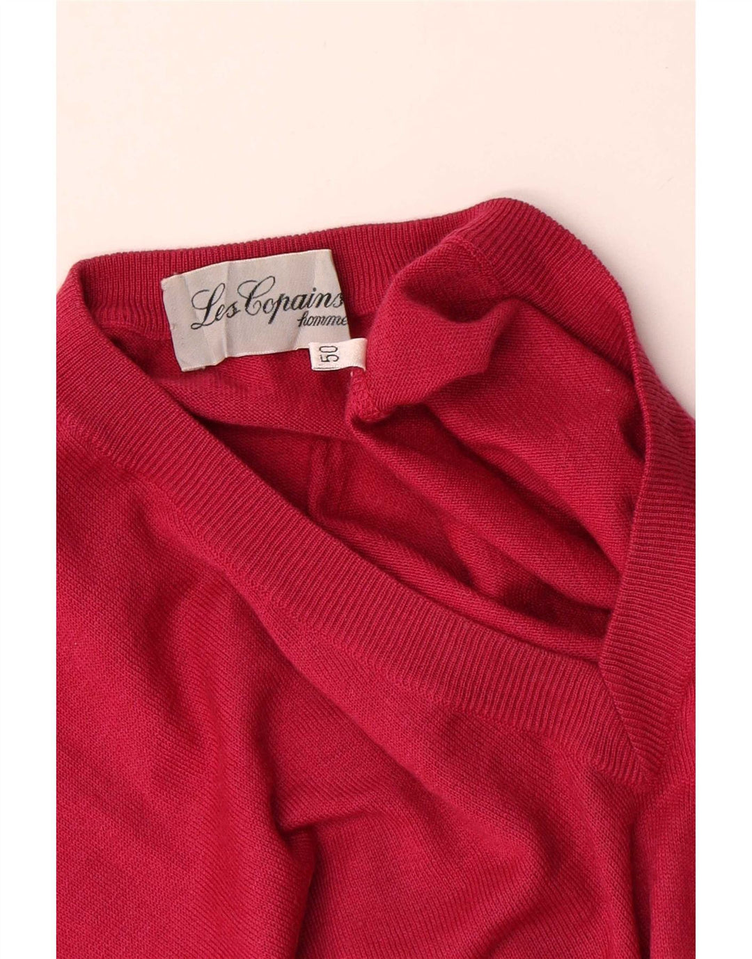 Suéter masculino Les Copains com decote em V IT 50 vermelho médio