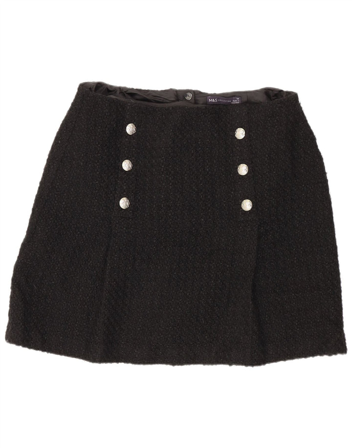 Minissaia feminina Marks & Spencer Reino Unido 14 médio W32 acrílico preto