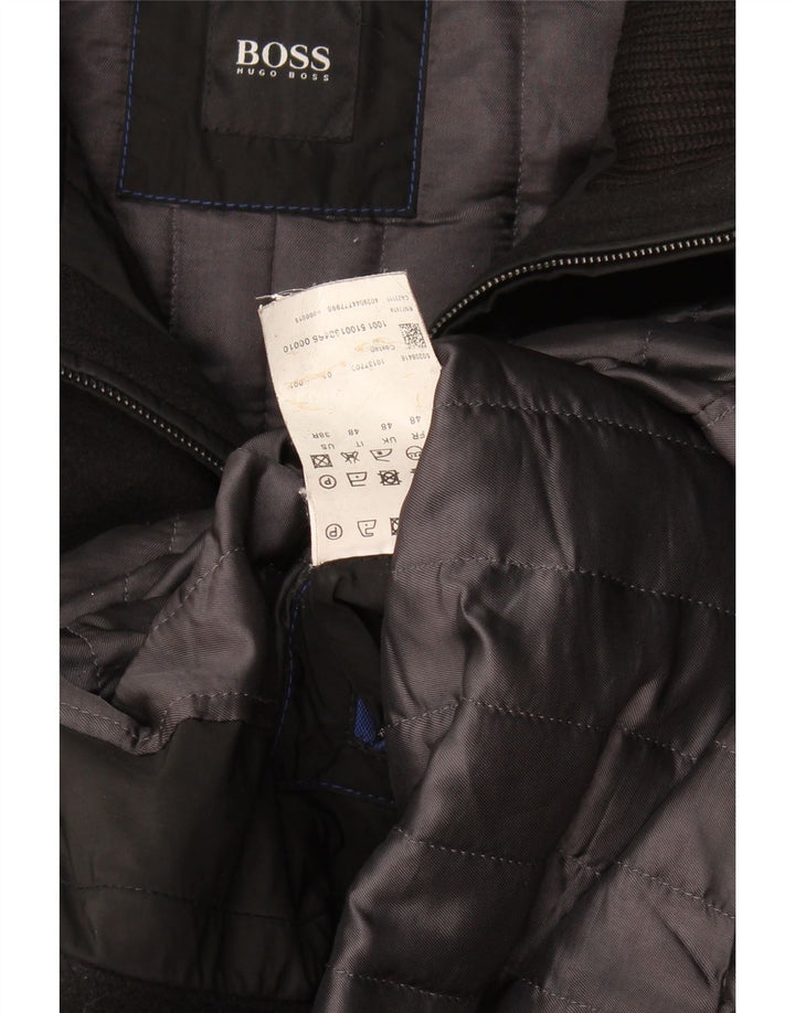 Sobretudo masculino Hugo Boss EU 48 lã preta média