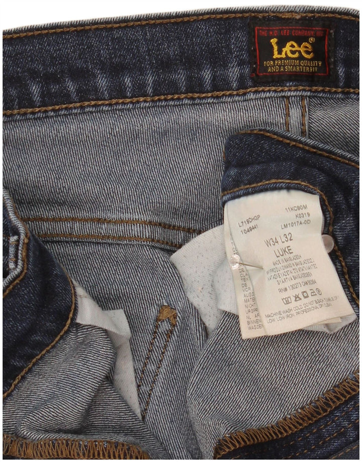 Lee Mens Luke Slim Jeans W34 L32 Azul Algodão