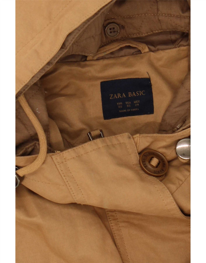 Zara Jaqueta Parka Feminina com Capuz Reino Unido 6 XS Poliéster Bege