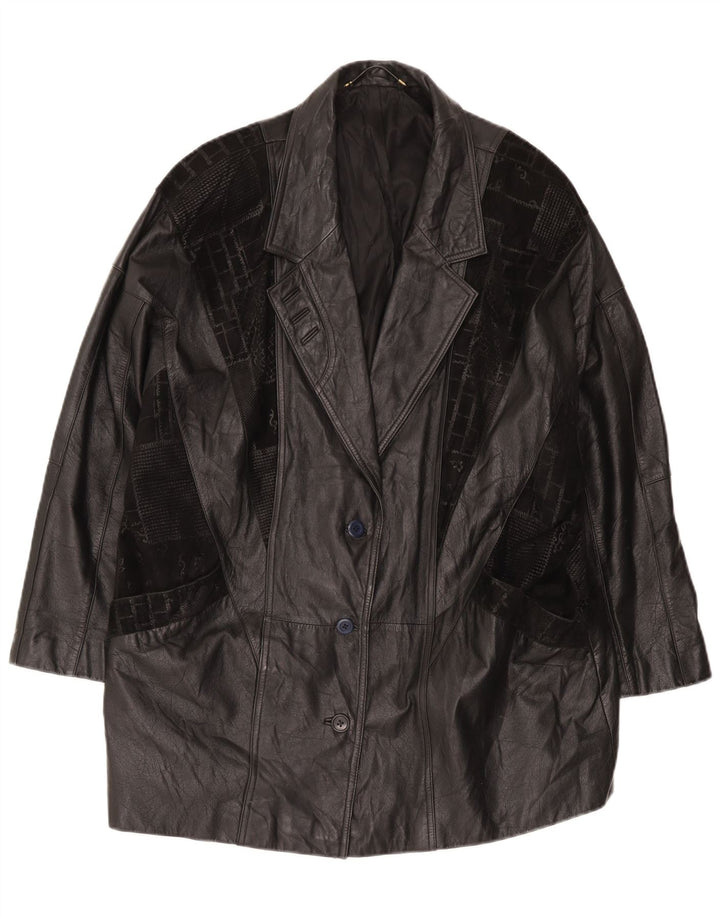 Casaco masculino de couro grande Canda UK 18 XL preto