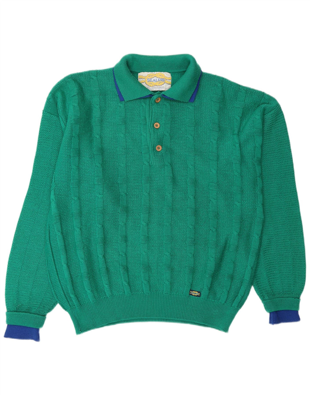 Suéter masculino SETTEBELLO com gola polo XL lã verde