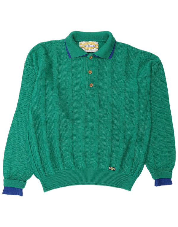 Suéter masculino SETTEBELLO com gola polo XL lã verde