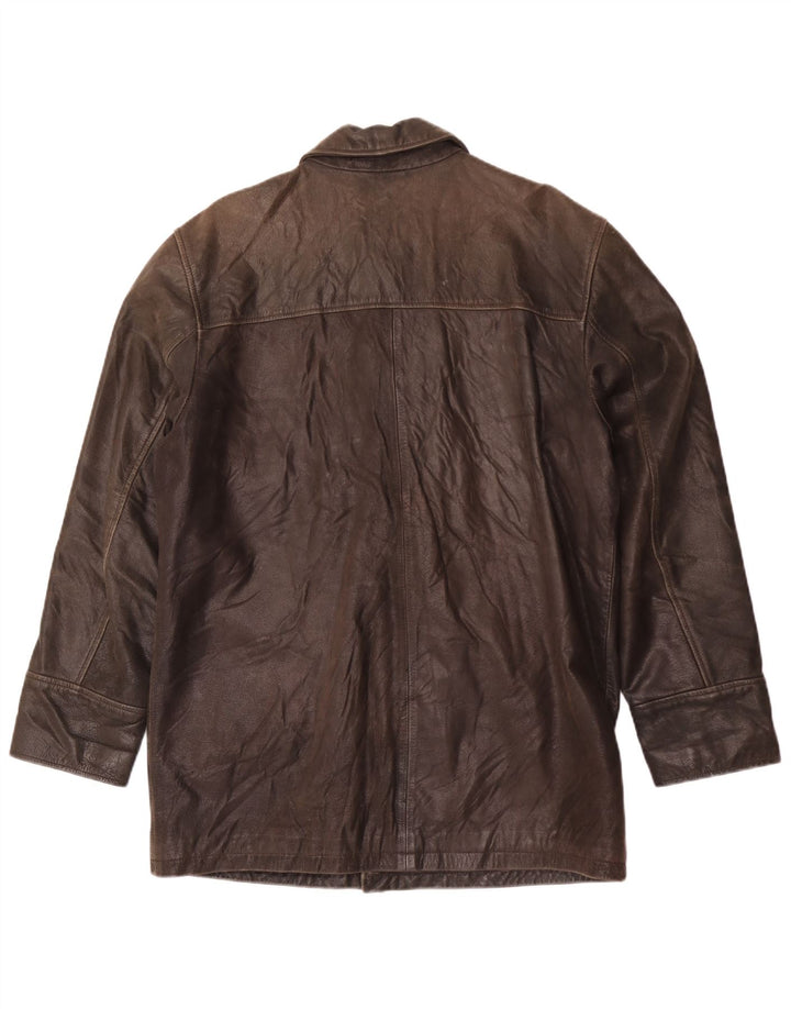 Jaqueta de couro masculina Celio UK 36 pequena marrom